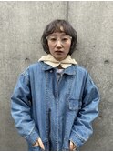 大人可愛いふんわりカールミストバング外国人風カラーブリーチ