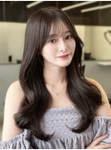 韓国くびれヘア*小顔見せ顔まわりカットグレージュカラー