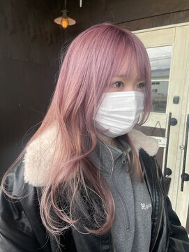 ムード マグ レーベル 南松本(MOOD Mag Label) 透明感カラー★ダブルカラーブリーチピンクミルクティー