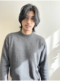 センターパートかき上げヘア