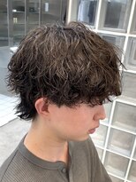 渋谷波巻きスパイラルパーマサーフカールメンズボブウルフカット
