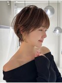 丸みショートボブ/カーテンバング/顔周りカット/■22