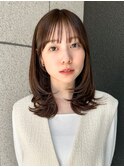 イメチェン ミディアムレイヤー くびれヘア 前髪カタログ