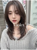 小顔モードセミロング大人ウルフレイヤーアッシュブラック