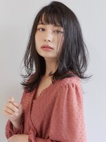 フォンズ(FONS)&nbsp;小顔に見える外ハネミディアム OL 7トーン 黒髪ミディアム