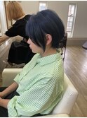 ブリーチ1回/コバルトブルー/ショートヘア 