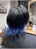 ウルフカット/ハイトーン/インナーカラー/ブルー/小顔