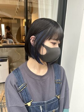 クロレ(CLORE) ミニボブ 内巻きボブ ボブ インナーカラー ブルーカラー