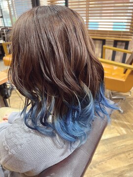 オーブ ヘアー リリー 博多2号店(AUBE HAIR lily) ペールブルー裾カラー！