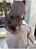 【松本咲花】初カラーブリーチなしラベンダーベージュ暗髪カラー