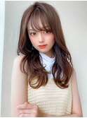美髪カールシアーカラーピンクブラウンエアリーロングセミディ