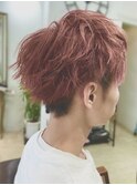 アップバングショート×ハイトーンピンク