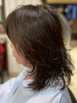 ヘアークリアー 春日部 ミセス バーム仕上げミディアムレイヤー ダークチョコレート