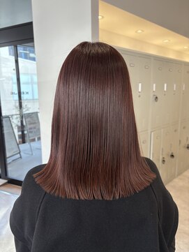 ブリーチなしのピンクブラウン