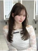高めレイヤー ワンカール 流し前髪