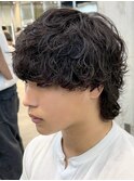 天神波巻きスパイラルパーママッシュウルフシャドウパーマメンズ