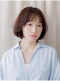 流しバング/丸みショートボブ/レッドブラウン/20代/30代/40代e