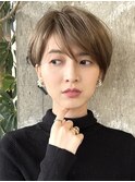 ダブルバング大人ショート／ナチュラルハイライト／30代40代