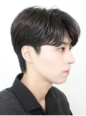 ツーブロック韓国アップバングダウンパーマセンターパートメンズ