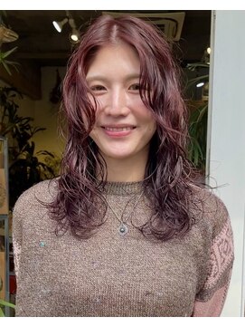 コンビネーション(combination) ミディアムパーマ ピンクブラウン 20代30代40代50代60代