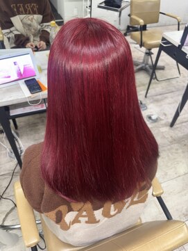 アジールヘア 所沢プロペ通り店(agir hair) ダブルカラーレッド所沢ブリーチイメチェン似合わせカット所沢