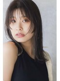 ミディアム・外ハネ・顔周り・ブラウンカラー