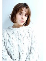 ムウ 難波(MOU) クールショートボブ前髪イメチェンピンクベージュ30代40代50代