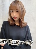 ことりベージュウォーターフォール毛先パーマセミディ