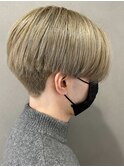 マッシュインナーカラーブリーチダブルカラー韓国センターパート