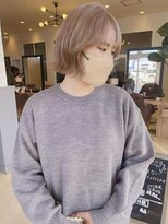 アースコアフュールボーテ 川越店(EARTH coiffure beaute)&nbsp;ホワイトミルクティー_ケアブリーチ_ボブ外ハネボブ
