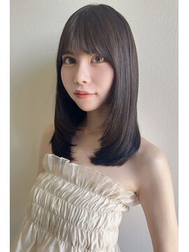 モアナ バイ ラナ 甚目寺店(MoanA BY LANA) 韓国風/透明感カラー/オリーブベージュ/ぱっつん前髪/小顔カット