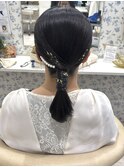 タイトローポニー×金箔/アップヘア/ミディアム/ヘアアレンジ
