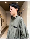 men's/毛流れハンサムショートセンターパートメンズ黒髪爽やか