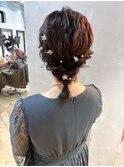 ミディアムボブふわふわ編み込み風ヘアセット渋谷宮益坂mutsuki