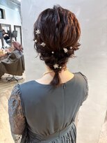ミディアムボブふわふわ編み込み風ヘアセット渋谷宮益坂mutsuki