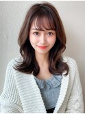 シャギーレイヤーロング韓国ワンホンヘアシースルーぱっつん前髪