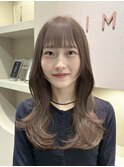 レイヤーカット/ロング/ピンクベージュ