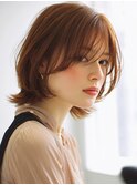 ピンクブラウン/ワンレン/ゆるふわボブ/レイヤーカット