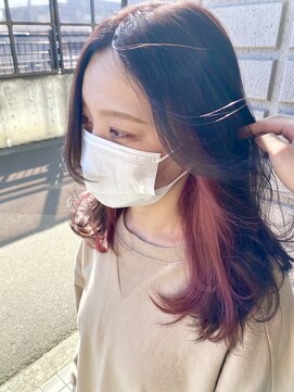 ヘアデザイン アンジェロカフェ(Hair Design Angelo cafe) インナーカラーペールピンク♪