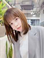 ファンナギンザ(FaNNa ginza)&nbsp;ブリーチなし透明感グレージュ大人ボブ/ロブ/前髪/シースルー