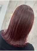 ハッシュカット/フルバング/似合わせカット/レッドブラウン