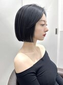 美髪矯正×ブルーブラックボブ
