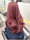 渋谷ピンクベージュカラーペールピンクカラー顔周りレイヤー30代