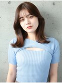 ワンカールセミロング×流しバング
