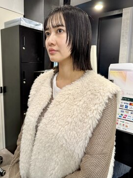 ケンジ 横浜(KENJE) 切りっぱなしボブ/レイヤー/黒髪/髪質改善/縮毛矯正