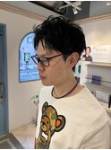 メンズカットくせを活かしたパーマ風アップバングショート