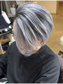【立体感デザイン】脱白髪染めバレイヤージュ×ブリーチ３回