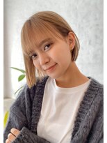 ヘアサロンエム 渋谷店(HAIR SALON M)&nbsp;ハイトーン×ボブ×ブリーチダブルカラー×切りっぱなしレイヤー