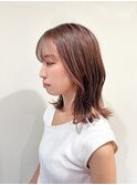 ミディアムスタイル　ハイライト　オレンジ