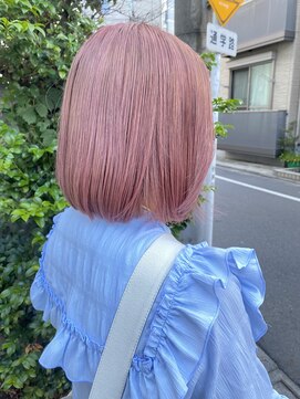 フェンヘアーアイス 中目黒(Fen.hair ici) 大人可愛い丸みボブピンクオレンジピンクベビーピンク
